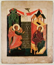 Icoon die de Aankondiging afbeeldt, Novgorod School